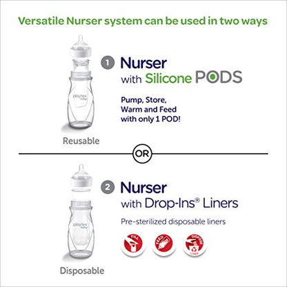 Playtex Baby Nurser Bottle Gift Set, with Pre-Sterilized Disposable Drop-Ins Liners, Closer to Breastfeeding