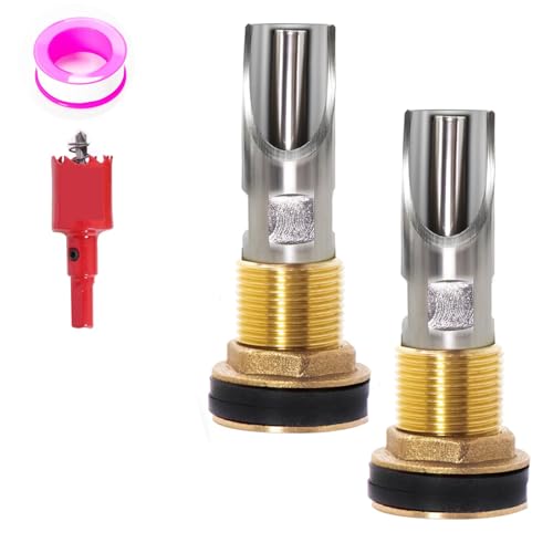 Automatic Pig Waterer Nipple System Stainless Steel for Barrel Kit Complete Set with Hog Water Nipples and Brass Tank Connectors for Sows Piglets Goats Brass 2pcs - color: Brass, size: 2pcs