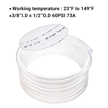 3/8’’ ID × 1/2’’ OD - 100 ft Clear Plastic Vinyl Tubing,Hybrid PVC Tubing Lightweight Non-Toxic vinyl Tube UV Chemical Resistant - size: 3/8'', style: 100 feet