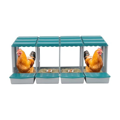 Chicken Nesting Boxes, 4 Compartment Nesting Boxes for Laying Eggs, Roll Away Nesting Box Egg Collection Tray, Wall Mount Poultry Roll Away Chicken Laying Boxes (Green) - color: 4 Compartment Nesting Boxes (Green)