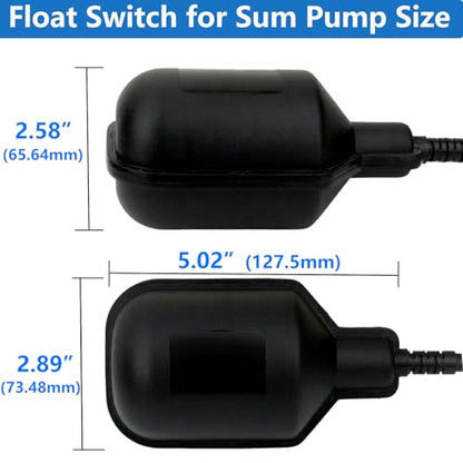 WHK Sump Pump Float switch Tethered Universal Float Switch Repalcement for Sump Pump Septic Sewage Water Tank,Durable Waterproof (Piggyback plug,10FT Cord)