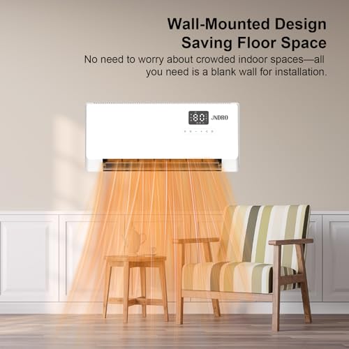 24-Inch Wall Mounted Electric Heater - 1500W Indoor Space Heater with LED Display, 3 Heat Settings, Oscillating Fan, Electric Heater for Bedroom Office Bathroom - size: 22.8" W
