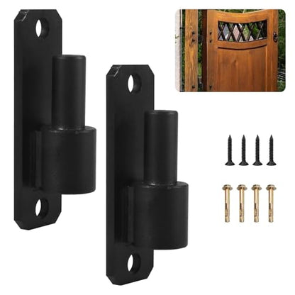 Wall Mount Gate Hinges with 5/8" Hinge Pin, Heavy Duty Gate Hinge with Screws for Farm Gates Wood Fence, Black 2 Pack