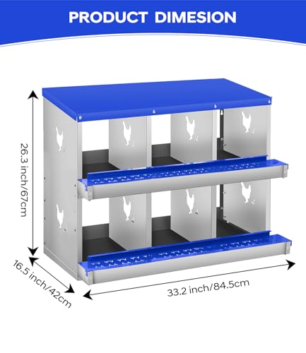 Chicken Nesting Box, 6 Compartment Metal Nesting Box,Wall Mount Chicken Nesting Boxes for Laying Eggs,Easy Egg Collection,6 Room Nest Boxes for Chickens