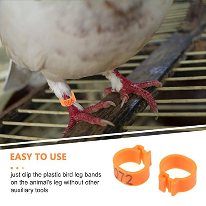 Happyyami Snap Pigeon Bands Bird Identification Rings Lightweight Leg Bands for Poultry Easy to Apply - color: Orange