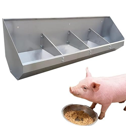 Portable Stainless Steel Livestock Feeder Trough, 2-Hole No-Spill Design, Large Capacity Divider for Hay & Grain, Ideal for Swine & Chicken Coop Feeding,1.2meter/4hole - size: 1.2meter/4hole
