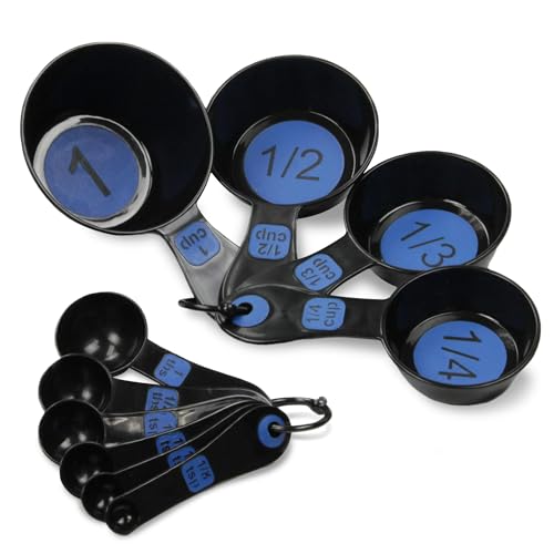 Chef Craft Easy to Read Plastic, Measuring Cup Set, 10 piece set, Blue - color: Blue