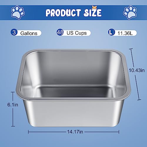Bwogue Extra Large Dog Water Bowl, 3 Gallons, Stainless Steel, Durable, High Capacity, Rectangular Structure, Strong Stability, Easy to Clean - color: 2 Bowls, size: 3 Gallons