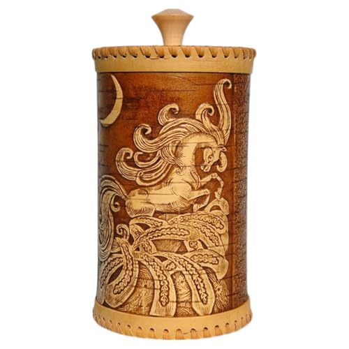 STP GOODS Birch Bark Container, Storage, Kitchen, Money to the House | 4.9х3.1-inch, Humpbacked Horse - color: Humpbacked Horse
