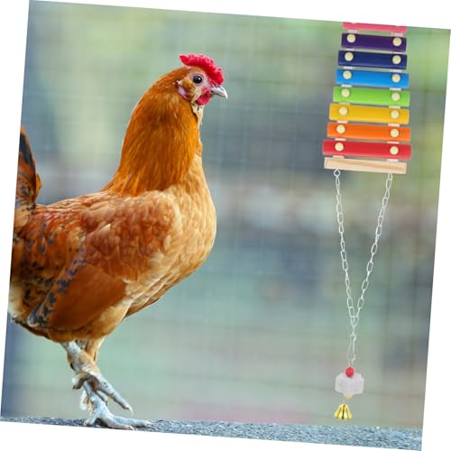 GANAZONO Chicken Foraging with Colorful Ladder Beads Swing Xylophone Fruit Feeder for Hens and Parrots Interactive Pecking for Chicken Enrichment and Active Fun