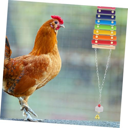 GANAZONO Chicken Foraging with Colorful Ladder Beads Swing Xylophone Fruit Feeder for Hens and Parrots Interactive Pecking for Chicken Enrichment and Active Fun