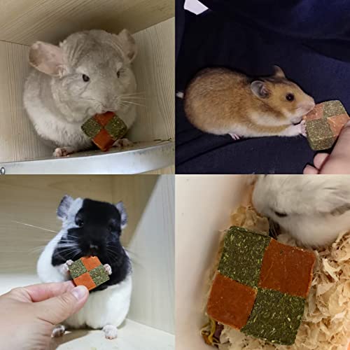 Fhiny 12 PCS Rabbit Carrots Chew Toys, Natural Timothy Hay Biscuit Cubes Rabbit Carrot Molar Treats Small Pet Snacks for Bunny Hamster Chinchilla Guinea Pig or Other Small Animals