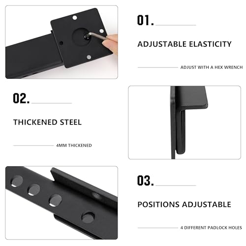 9" Flip Gate Latch Lock with 4 Padlock Holes, 4mm Extra Heavy Duty Carbon Steel Adjustable Door Latch for Sliding/Swing Gates, Outdoor Wooden Fence, Barn, Shed, Garage, Yard, Double Gate