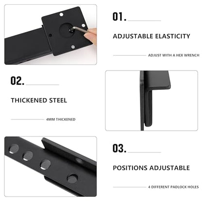 9" Flip Gate Latch Lock with 4 Padlock Holes, 4mm Extra Heavy Duty Carbon Steel Adjustable Door Latch for Sliding/Swing Gates, Outdoor Wooden Fence, Barn, Shed, Garage, Yard, Double Gate