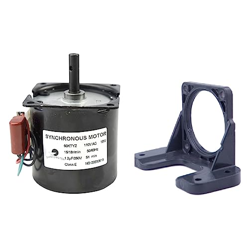 CHANCS Permanent Magnet Synchronous Gearbox Motor 60KTYZ 110V 25-30RPM CW/CCW Synchronous Reduction Motor with Motor Bracket Support Fixed Base - size: 25/30r/min Motor+Bracket