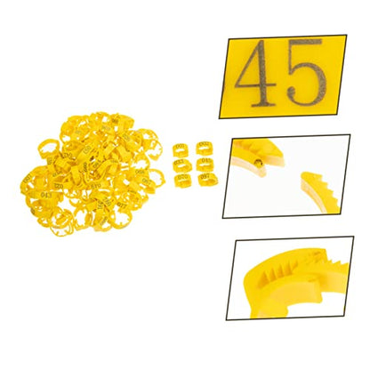 Kisangel 100pcs Adjustable Chicken Leg Bands Numbered Poultry Identification Rings for Easy Chick and Bird Identification Lightweight and Safe Material for Pigeons and Poultry Use - color: Yellow