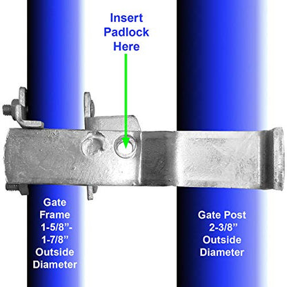 Jake Sales 2-1/2 Inch Chain Link Fence Single Gate Fulcrum Latch. Fits 1-5/8inches or 1-7/8inches Gate Frame. Latches to 2-1/2inches Post. Galvanized for Corrosion Protection. - size: 2-1/2 Inch