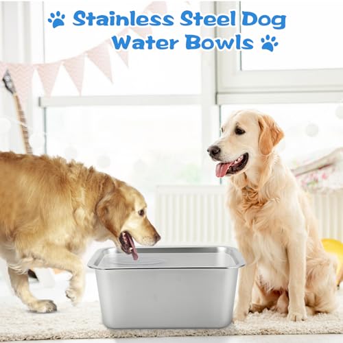 YUEPET 4 Gallons Stainless Steel Dog Water Bowls, Extra Large Metal Dog Food and Water Bowls Large Capacity Pet Water Bowls for Indoor and Outdoor Extra Large Dogs - size: 4 Gallons
