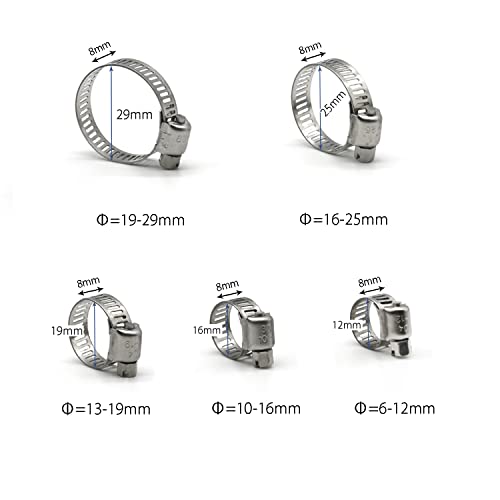 ZIPCCI Hose Clamp, 80 Pack Stainless Steel Hose Clamps Worm Gear Fuel Line Pipe Clamps, 13-19mm (1/2-3/4 inch) - size: 13-19mm (5/8inch)