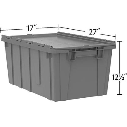 Buckhorn AR2717120204000 Industrial Plastic Stackable Storage KeepBox Tote Container with Hinged Attached Lid, 27-Inch L x 17-Inch W x 12-Inch H, Green - color: Green