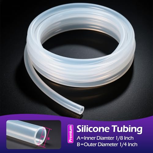 Silicone Tubing 1/8"ID X 1/4"OD - 50FT Length Food Grade Silicon Tube Flexible High Temp Pure Silicone Hose for Home Brewing Wine Making - size: 50FT, style: 1/8"IDx1/4"OD