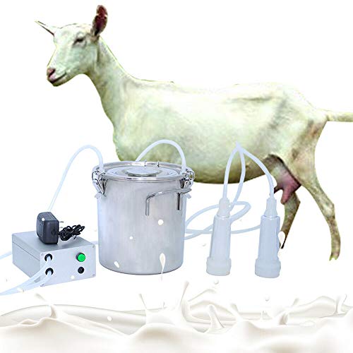 Milking Machine Portable Electric Milker Vacuum Pulsation Milking Machine with 2 Teat Cups 7L Stainless Steel Milk Container Food Grade Hose Charge/Plug in (for Goat) - color: For Goat