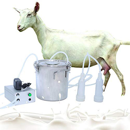 Milking Machine Portable Electric Milker Vacuum Pulsation Milking Machine with 2 Teat Cups 7L Stainless Steel Milk Container Food Grade Hose Charge/Plug in (for Goat) - color: For Goat