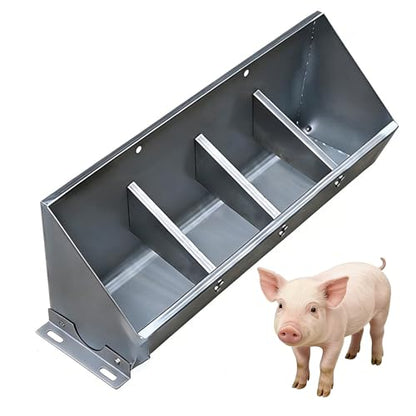 20in 40in 60in 80in Hog Feeder Livestock Feed Trough Automatic Pig Feeder Heavy Duty Stainless Steel, Separated Fence Feeder Trough, Multipurpose Livestock Trough for Pig Horse,Silver,50cm - size: 50cm