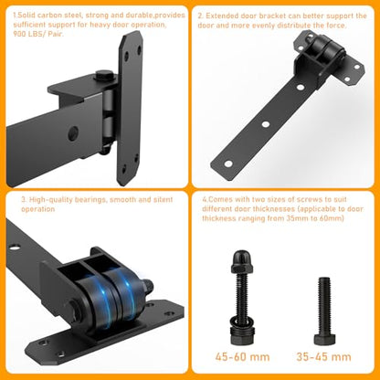 Heavy Duty Gate Hinges, 13" Bolt-On or Weld-On Hinges with Slide Bolt Gate Latch, Cane Bolts, Door Handles, 180° One-Way Open Gate Hinge for Double Wooden Door/Metal Gates,Garden Gates, Fence, Barn - style: 4 Pack Gate Hinges with Accessories