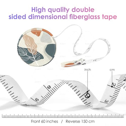 Sewing Tape Measure，Colour Printed Small Retractable Soft Measuring Tape for Tailor Cloth Fabric Body Measurements. - color: Bohemian Leaves