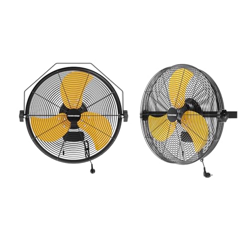 2PCS 18 Inch Wall Fan Pro Series - 4900 CFM 3 Speed High Velocity Industrial Wall Mount Fans for Commercial, Residential, Warehouse, Covered Patio, Shop, Garage, Barn, Gazebo UL Safety Listed - color: Yellow, size: 18 Inchx2