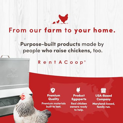 RentACoop Metal Trough Feeder with Lid & Rain Cover – Galvanized Steel, Gravity-Fed, Side View Window, Adjustable Grate for Easy Cleaning – Suitable for Chickens, Ducks, Poultry & More – 25lb Capacity - size: 25LB Capacity