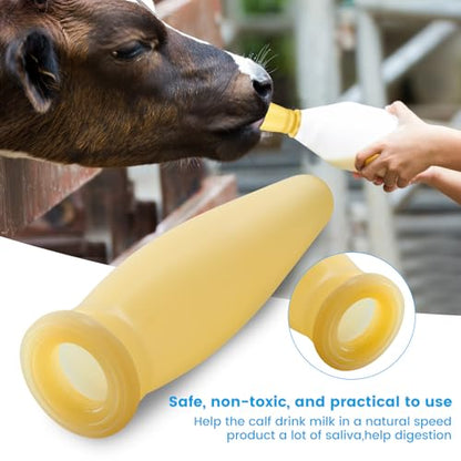 KTXM-Livestock Calf Feeding Bottle with Silicone Nipple, Universal Fit, Food-Grade Material, Anti-Choking Design, 3-Pack, for Farm Animal Nursing