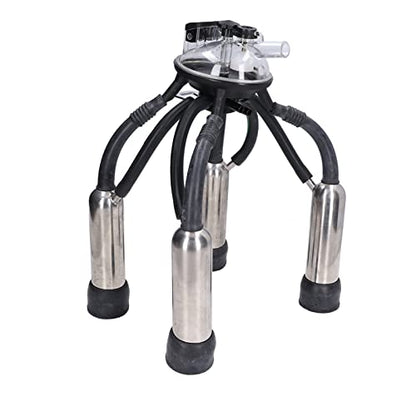 Cow Milking Cluster, Stainless Steel Rustproof Shell Silicone Liners Vacuum Pump Milking Machine Milker Claw with Accessories for Cattle and Sheep