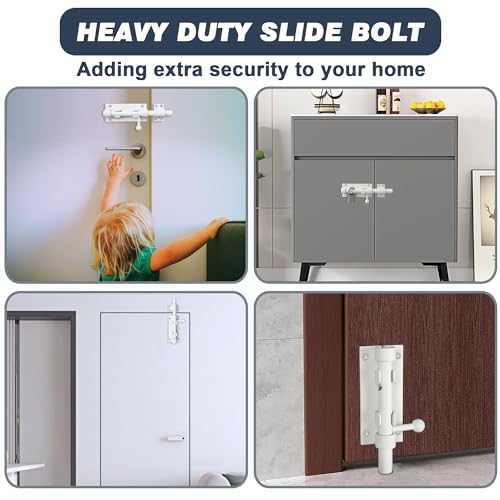Alise Stainless Steel Gate Latch - Slide Bolt, Heavy Duty Door Latch, White Barrel Bolt, Security Slide Lock - color: White, size: 6 Inch (Regular)