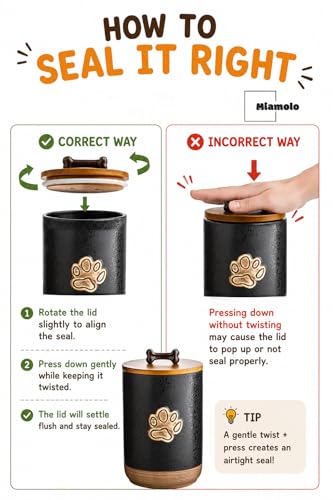 Miamolo Dog Treat Container, Airtight Dog Food Storage Container with Lid and Handle, Ceramic Pet Food Storage Jar for Kitchen Counter Farmhouse Dog Biscuit Jar, Dog Lovers Gift, Paw Glinting White - color: Paw Glinting White