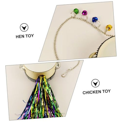 Chicken Hanging Mirror Drum Toy for Hens and Stainless Steel Double-Sided Design Fun Poultry Activity Accessory for Coop Promotes and Reflection