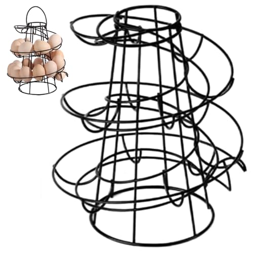 Spiral Egg Holder Countertop Smooth & Sturdy Fresh Keeping Egg Skelter Minimalist & Stable Black Iron Storage Stand for Kitchen