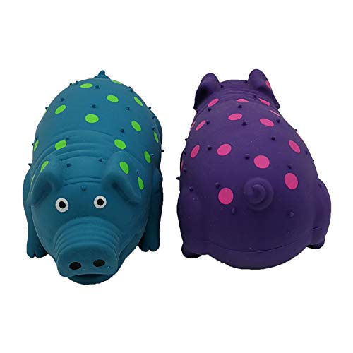 9 Inch Latex Dog Chew Toy Grunting Pig Sound Play (2 Pack)