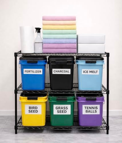 House Naturals 4 Gallon Square Food Grade Bucket Pail with Plastic Handles and Lid (Pack of 3) Made in USA containers (Purple - Black lids) - color: Purple - Black Lids