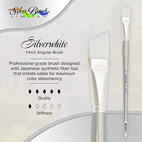 Silver Brush 1506-1 Silverwhite Long Handle White Taklon Brush, Angular, 1-Inch - size: 1-Inch