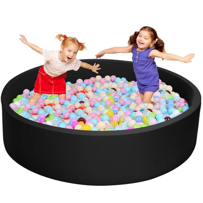 TRENDBOX Extra Large Soft Foam Ball Pit 51.2" x 11.8" (NO Balls) in Large Sponge Round Ball Pool Indoor Round Ball Pits Children Toddler Playpen - Black - color: Black, size: 130CM