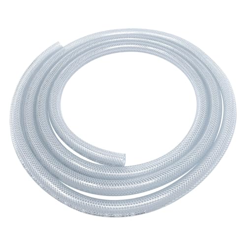 Gloxco Clear Braided PVC Tubing, Food Grade, Heavy Duty Reinforced Hose, 1/2" ID, 10 Ft Length - size: 1/2" x 10 Ft