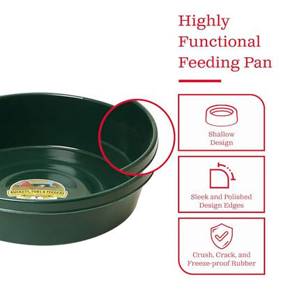 Little Giant 3 Gallon Durable and Versatile Plastic Flat Farm Livestock and Pet Ranch Home Feed and Water Utility Pan, Green (4 Pack)