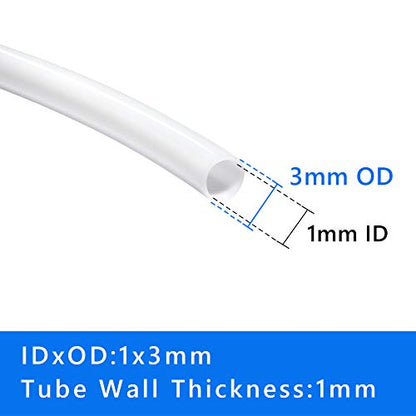 Quickun PTFE Teflon Tubing Tube, 1mm ID x 3mm OD Teflon Tube for 3D Printer, 10Ft Length - size: 1mm x 3mm, style: 10Ft Length