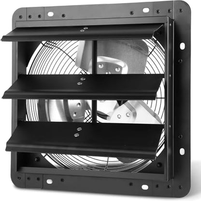 Xcity 12 inch Shutter Exhaust Fan, Wall Mounted Fan High Velocity 1500 CFM, 1600 RPM, Auto Aluminum Attic Vent Fan, Low Noise for Garage,Warehouse, Commercial, Greenhouse Ventilation Cooling - size: 12 Inch-B