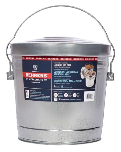 Behrens Galvanized Steel Can with Locking Lid 6 Gallon - size: 1 Bucket, style: Locking Lid