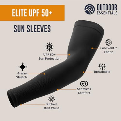 OutdoorEssentials UV Sun Sleeves for Men & Women, Cooling Arm Sleeves UPF 50+ | Golf, Tattoo Cover Up, Sun Protection - color: (4 Pairs): 1 Black, 1 Dark Gray, 1 Light Gray, 1 White