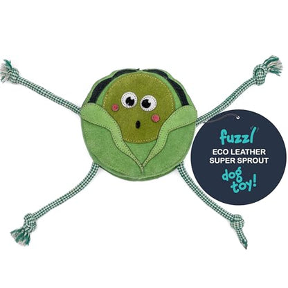 Fuzzl Eco Leather Super Sprout Natural and Tough Dog Toys - Long Lasting Chew Toys for Aggressive Chewers - Strong Dog Toy for Dogs and Puppy - style: Leather Sprout