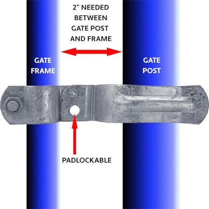 Heavy Duty Fork Latch (Bolt in) 1-3/8" x 2-7/8" - Galvanized Pressed Steel - size: 1-3/8" x 2-7/8"